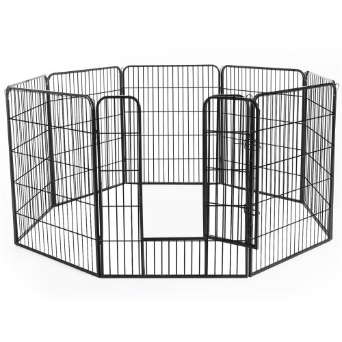 Meilleurs prix pour Luxe parc enclos modulable acier 8 panneaux et 1 porte pour chiens 80L x 100H cm noir