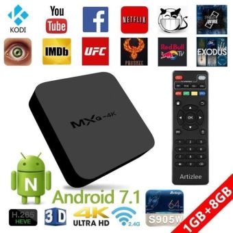 TV Box - Artizlee® Décodeur Multimédia Boîtier 4K 3D MXQ 4K, Android 7.1  Quad core S905W 8Go HD Media Player, 2.4GHz WiFi H.265 - Passerelle  multimédia