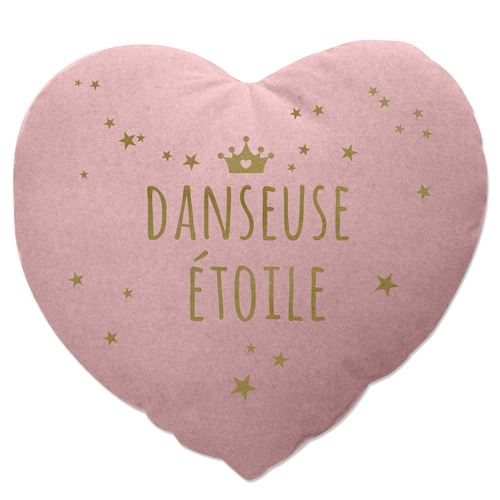 coussin 37 x 40 cm coton imprime metallise danseuse coeur