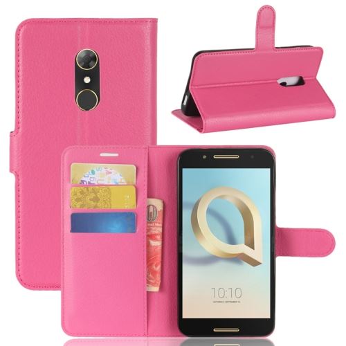 Alcatel A7 Housse Etui Cuir PU Texture Litchi Magenta ALS49906