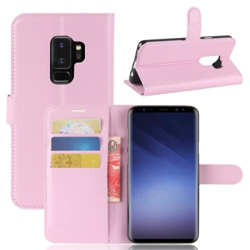 Galaxy S9 Plus Housse Etui Cuir PU Texture Litchi Rose ALS53053