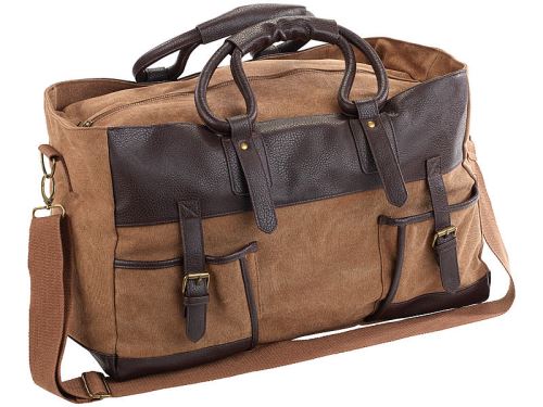 Sac de voyage 30 L en toile avec bandoulière et 2 poches externes