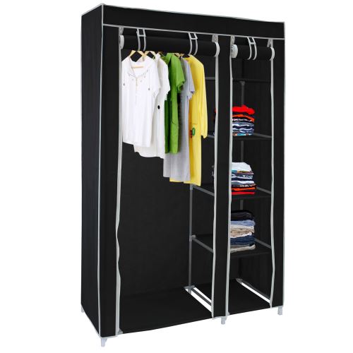 Armoire Penderie 2 Portes 172 X 105 X 43 Cm Noir Materiau Tubes En Acier Inoxydable Connecteurs De Tuyaux En Plastique Achat Prix Fnac