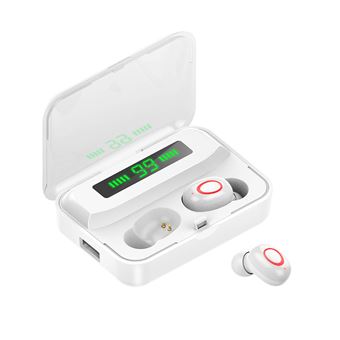 Ecouteurs sans fil Bluetooth 5.0 USB LED– blanc - 1