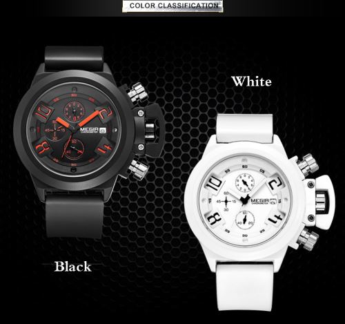 OHP Multifonctionnel montre bracelet en silicone hommes montre étanche calendrier - blanc