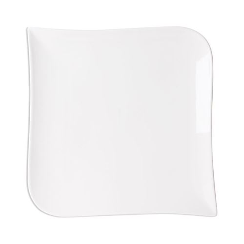 Assiette plate carrée en porcelaine 25.5x25.5cm blanc - Lot de 6 MELODY