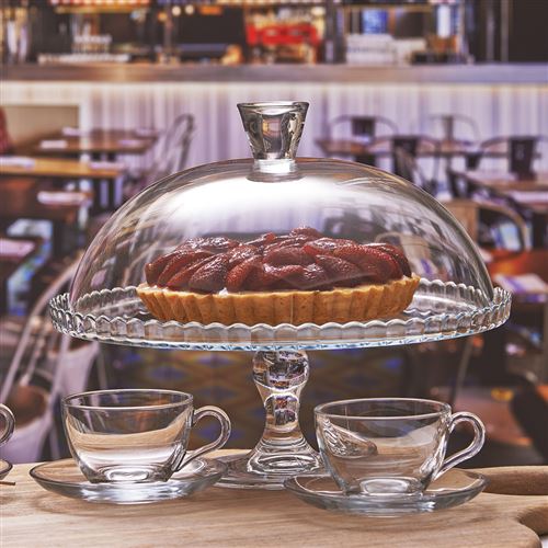 4 Sur Presentoir A Gateau Tarte Sur Pied Rond En Verre Transparent Avec Cloche En Verre Plateau Achat Prix Fnac