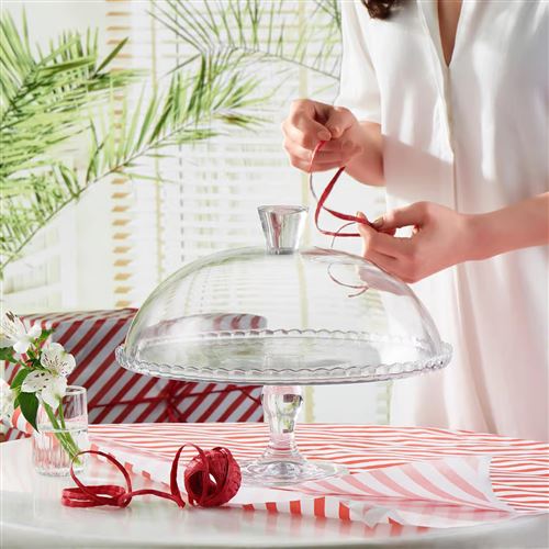 4 Sur Presentoir A Gateau Tarte Sur Pied Rond En Verre Transparent Avec Cloche En Verre Plateau Achat Prix Fnac