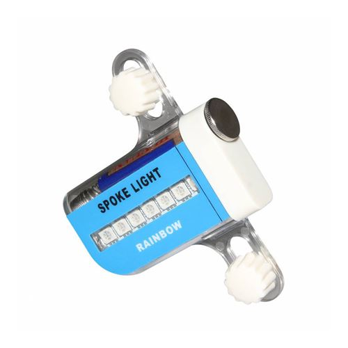 Eclairage velo a pile sur rayon p2r holographique rainbow 7 leds pour roues 24-26-28 pouces livre avec 1 pile aaa