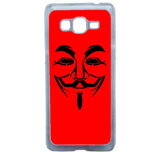 Coque Anonymous Rouge Compatible Samsung Grand Prime Transparent