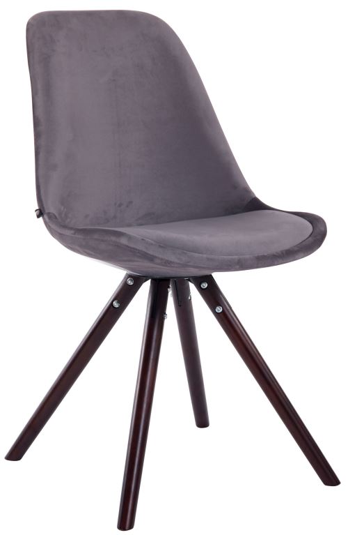 Chaise Toulouse en velours / Piétement Rond , Gris foncé/Cappuccino