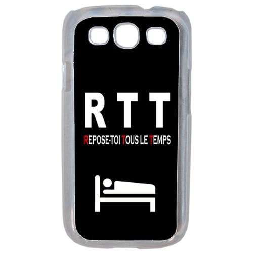 Coque Rtt Slogan Fond Noir Compatible Samsung S3 Transparent