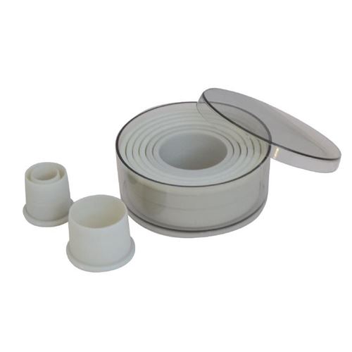 Boîte de 9 découpoirs plastiques ronds unis, plastiques