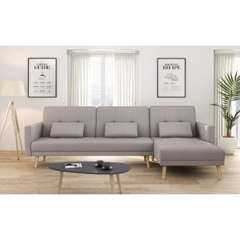 Paul Canapé Dangle Gauche 4 Places Tissu Gris Anthracite Contemporain L 215 X P 140 Cm