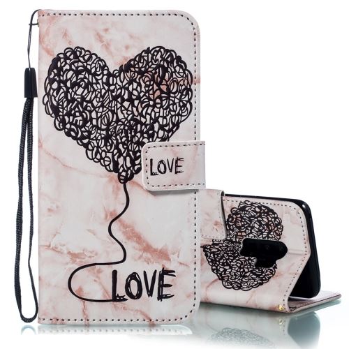 Galaxy S9+ Housse Etui Cuir Pu Marbré Café Als88947