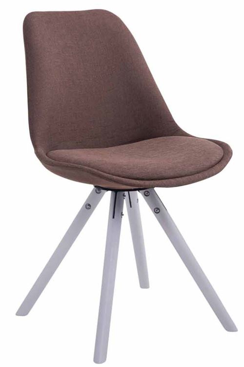 Chaise Toulouse tissu pieds ronds , Marron/Blanc
