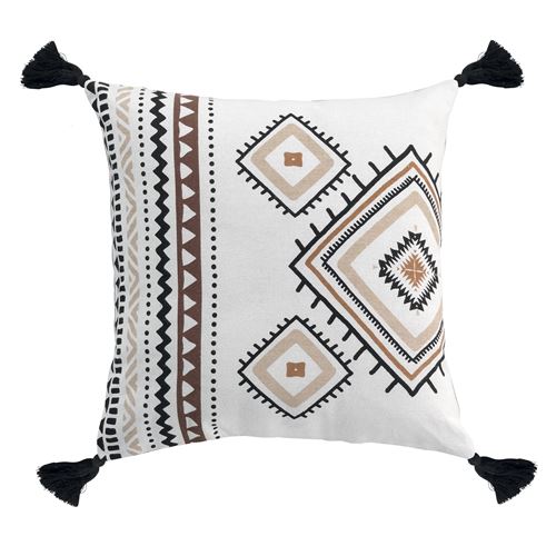 coussin pompons 40 x 40 cm coton imprime casabella des. place