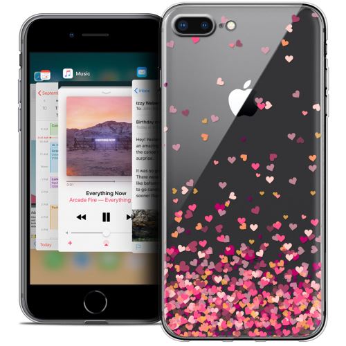 Caseink - Coque Housse Etui Apple iPhone 8 Plus (5.5 ) [Crystal Gel HD Collection Sweetie Design Heart Flakes - Souple - Ultra Fin - Imprimé en France]