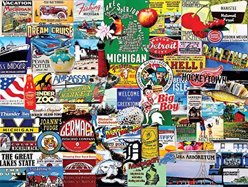 White Mountain Puzzles Michigan collage - 1000 Piece Jigsaw Puzzle
