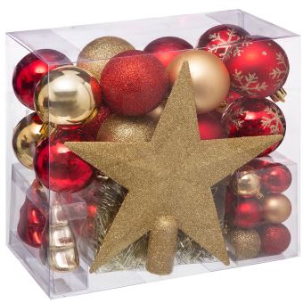 Coffret Boules De Noel 44 Pieces Pour Decoration Sapin De Noel Rouge Et Or Achat Prix Fnac