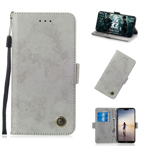 Etui en PU style rétro gris pour votre Huawei P20 Lite/Nova 3e