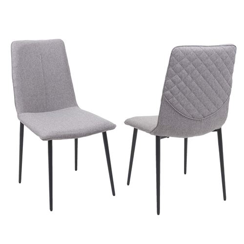 2x chaise de salle à manger MENDLER HWC-F47 vintage tissu textile gris