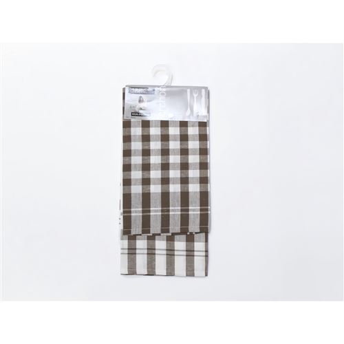 Lot de 2 torchons en coton VICHY taupe, jacquard 50x70 cm