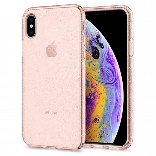Spigen Liquid Crystal Glitter - Achterzijde behuizing voor mobiele telefoon - thermoplastic polyurethaan (TPU) - rozenkwarts - voor Apple iPhone XS