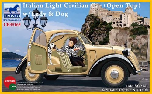 Italian Light Civilian Car(open Top) W/lady & Dog- 1:35e - Bronco Models