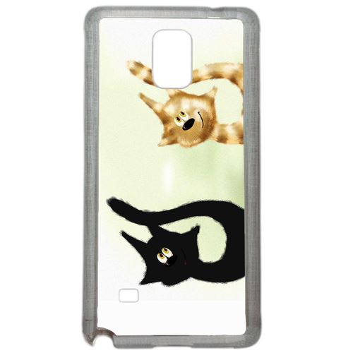 Coque Dessin Chat Noir Et Chat Roux Compatible Samsung Galaxy Note 4 Transparent