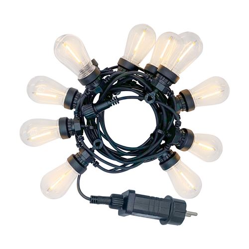 Guirlande lumineuse LED 5m 12V, extensible IP44, 10 boules ST48 mini-Edison