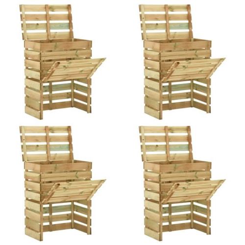 Composteur de jardin &agrave; lattes 4 pcs 80x50x100 cm Pin impr&eacute;gn&eacute;