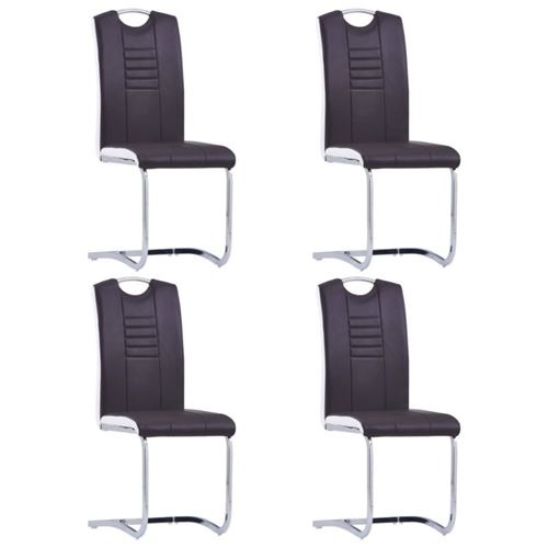 vidaXL Chaises de salle à manger cantilever 4 pcs Marron Similicuir
