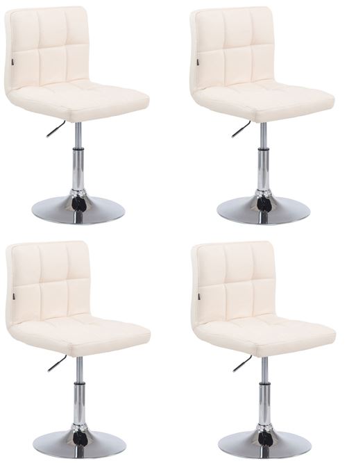 CLP Lot de 4 chaises lounge Palma V2 en similicuir ajustable et pivotant , Crème