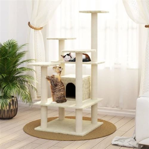 Vidaxl Arbre &Agrave; Chat Avec Griffoirs En Sisal Cr&egrave;me 110 Cm