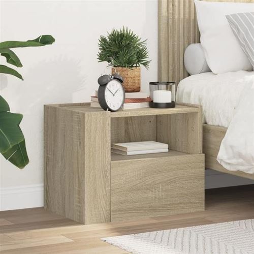 vidaXL Table de chevet murale chêne sonoma 45x30x35 cm 848315