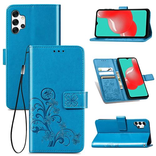 MPFRANCE Housse pour Samsung Galaxy A32 5G Bleu [Fleur de Lys]