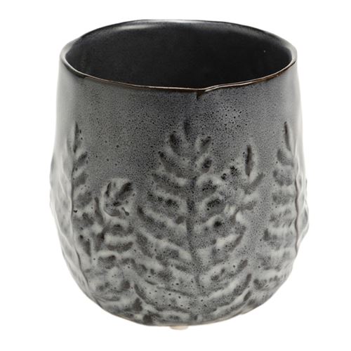 AMADEUS Cache Pot de Fleur en céramique grise - RYOKAN - Hauteur 12 cm - Diamètre 12 cm