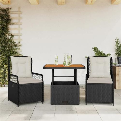 Non Communiqué Noir Vidaxl Ensemble À Manger De Jardin Avec Coussins 3 Pcs 3262910