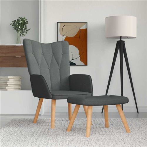 vidaXL - Fauteuil de salon avec repose-pieds - Gris - Image 2