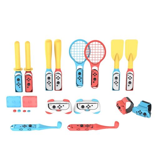 Kit Sportif 22 en 1 pour Switch DOBE1 – Accessoires Gaming Multicolores, Expérience Complète