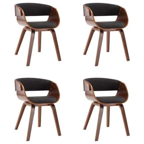 vidaXL Chaises de salle à manger 4 pcs Gris Bois courbé et tissu