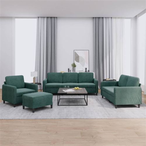 Non Communiqué Vert Ensemble De Canapés 4 Pcs Foncé Velours
