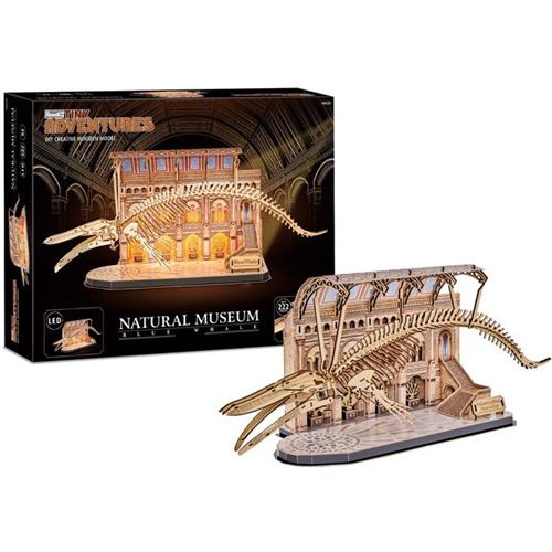 Puzzle 3D en bois REVELL Tiny Adventures Natural Museum Baleine LED - vue 2