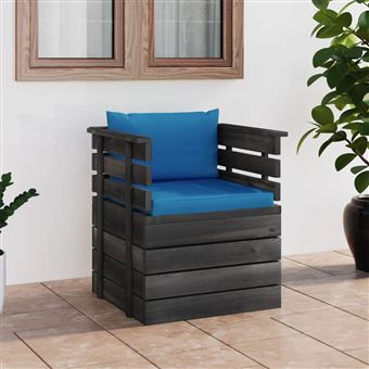 vidaXL Fauteuil de jardin avec coussins Bois de pin - 1