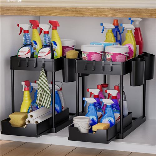 vendos85 - Organisateur de cuisine - Étagère à 2 étages - Lot de 2 - Noir - Image 2