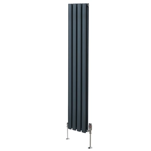 Monstershop Oval Column Radiator & Valves - 1600mm x 240mm – Anthracite Grey