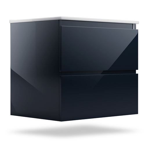 Meuble de Salle de Bain Blumfeldt Johnstone lavabo 60 cm avec lavabo en céramique 2 tiroirs rangement pratique brillant