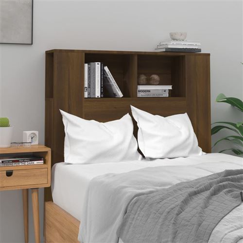 vidaXL Armoire de Tête de Lit Murale Meuble de Chambre à Coucher Tête de Lit avec Rangement Accessoire de Lit Simple Chêne Marron 100x18,5x104,5 cm
