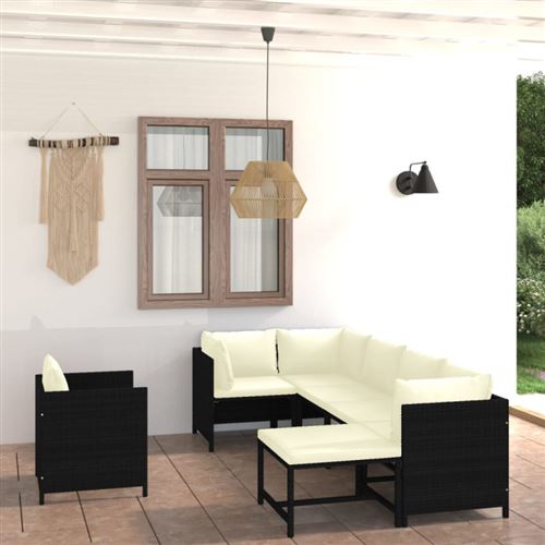 Non Communiqué Noir Salon De Jardin Modulable Vidaxl 7 Personnes Polyethylene 60 X 60 Cm 7 Pieces